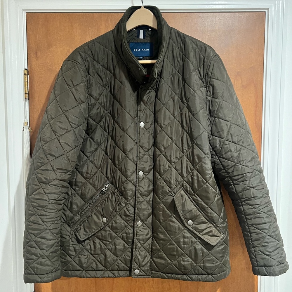Men’s Cole Haan Olive Quilted Coat / Jacket Size XL